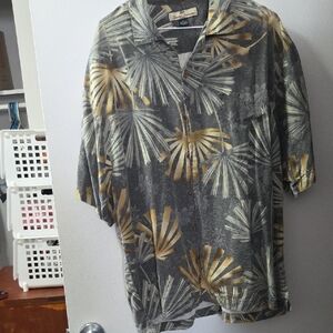 Tommy Bahama Gray and Gold Silk Shirt